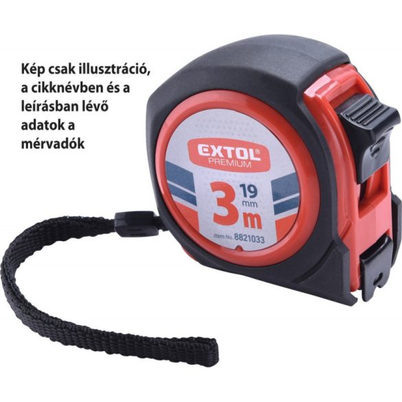 EXTOL PREMIUM bandă de măsurare, cauciucată, 1 opritor, 5m×25mm