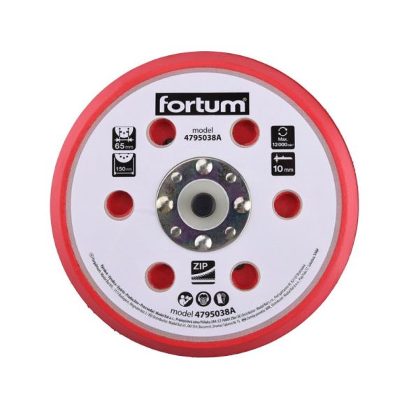 Talpă de cauciuc de rezervă FORTUM 4795038 pentru șlefuitor rotativ, 6'/150mm, 6+16 găuri, velcro, 12.000 f/min, grosime:10mm