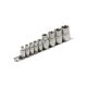 EXTOL PREMIUM set de capete, E-TORX; 1/4'×5buc (E5-E6-E7-E8-E10), 1/2'×4buc, (E12-E14-E16-E18), pe șină de susținere
