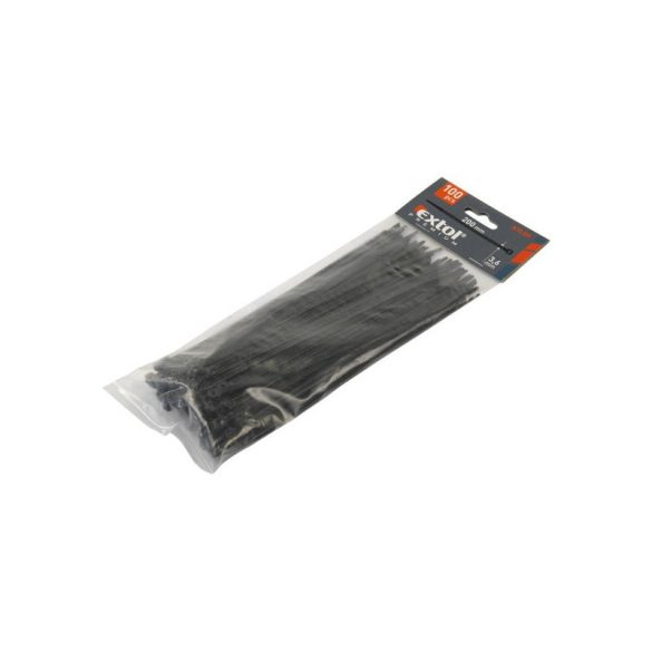 EXTOL PREMIUM legătură cablu 4,8×400mm 100buc, negru nylon; rezistent la UV, acizi și baze