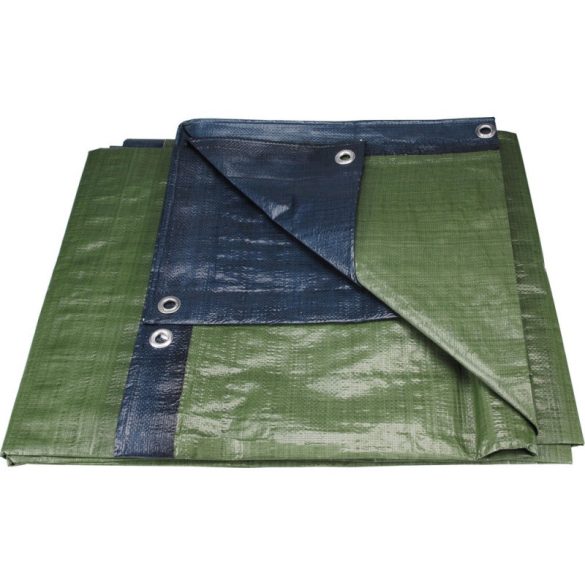 EXTOL PREMIUM prelată, impermeabilă, dar nu rezistentă la UV; 150g/mp, dimensiune nominală 5×8m, dimensiune reală: 4,8×7,8m, PE, cu orificii pentru fixare