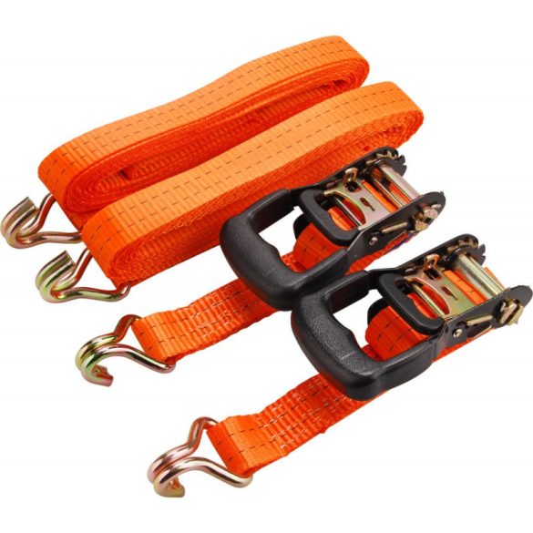 EXTOL PREMIUM curea de fixare a încărcăturii, 2 bucăți, cu cârlig, max. 2000kg; 5m×35mm, EN12195-2, TÜV/GS