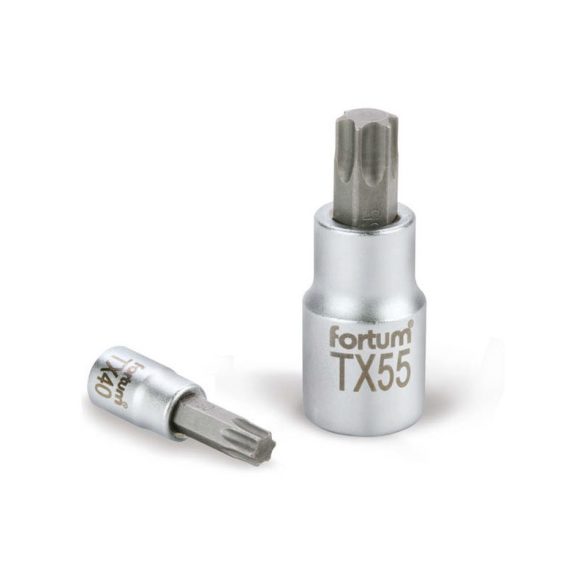 FORTUM mufă, torx, 1/2', 61CrV5/S2, crom mat; TX30, 55mm FORTUM