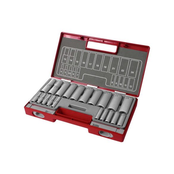 FORTUM set de capete prelungite 1/2', 1/4', 20 buc; 61CrV5 FORTUM