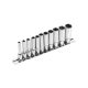 EXTOL PREMIUM extins Multi Lock cheie tubulară cpl. ; 1/4', 11pcs 4, 5, 5.5, 6, 7, 8, 9, 10, 11, 12, 13mm, suport pe șină