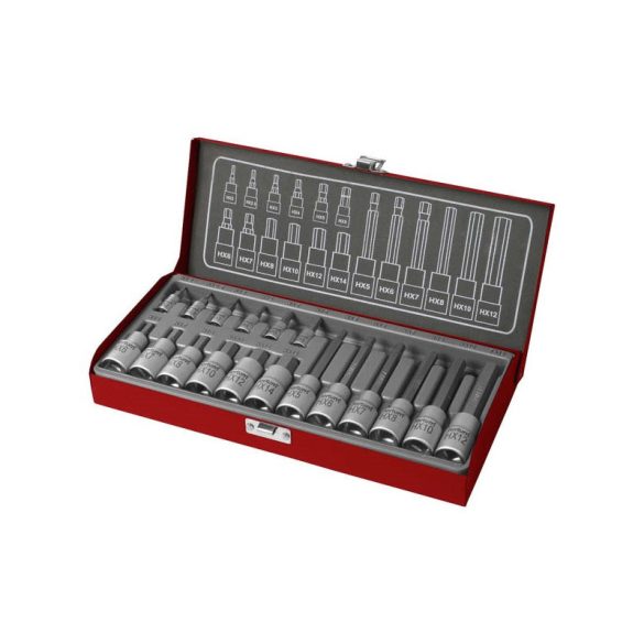 Set cap hexagonal FORTUM, 1/2', 1/4', 18 buc, 61CrV5
