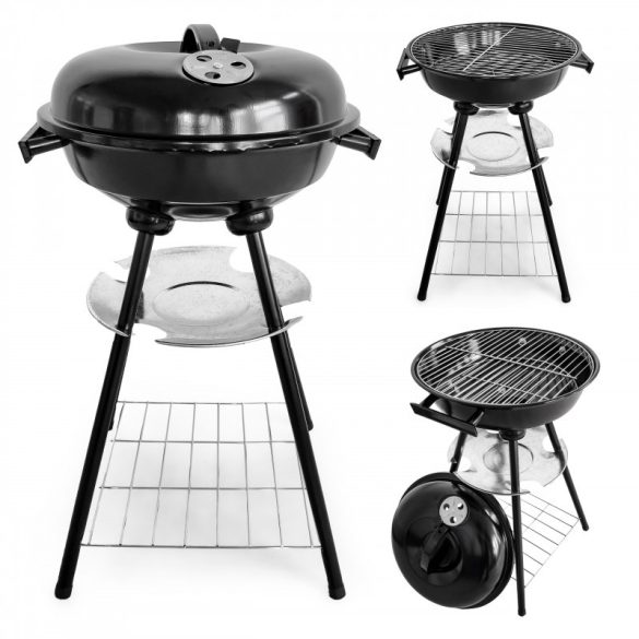 Grătar de grădină cu protecție și tavă de cenușă - BBQ pentru utilizare în grădină, cu capac și sac de cenușă