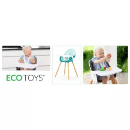   Scaun de hrănire 2în1 ECOTOYS - confortabil, practic, ecologic