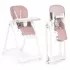 Scaun înalt, scaun de masă, reglabil pe înălțime, curele din piele ecologică, tavă dublă roz