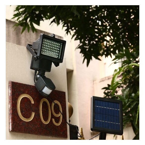 Lampă solară cu senzor de mișcare, 60 LED-uri