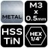 NEO TOOLS Taraud mecanic, 2în1 cu margine de pre-găurire, HSS-Titan, M3X0,5mm, coadă hexagonală 08-949