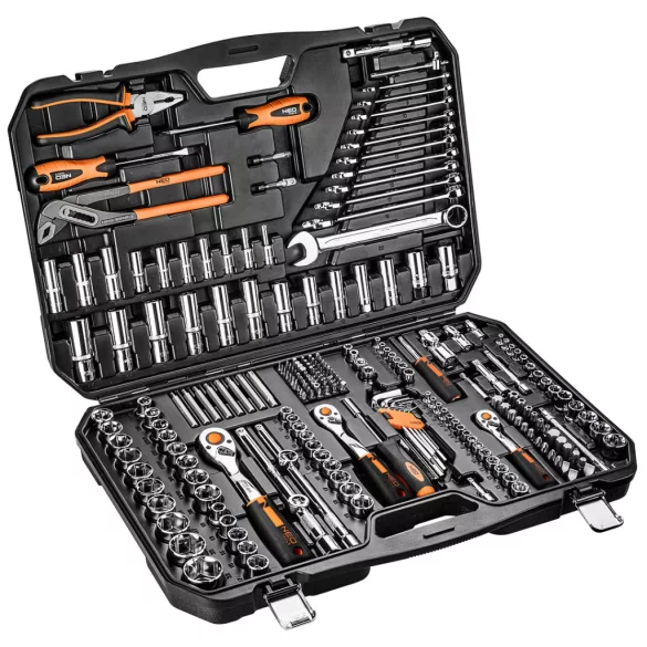 NEO TOOLS Set chei tubulare + set de unelte 1/4", 3/8", 1/2", 233 piese, garanție 25 ani 10-078