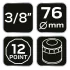 NEO TOOLS Cheie pentru filtru de ulei 76mm, 12 puncte, cu deschidere 3/8" 11-360