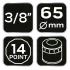 NEO TOOLS Cheie pentru filtru de ulei 65mm, 14 puncte, cu deschidere de 3/8" 11-361
