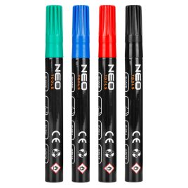   NEO TOOLS set 4 markere, lac, cu vopsea rezistentă la apă, carcasă rezervor aluminiu, colorate, vârf gros 13-851