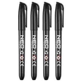   NEO TOOLS set 4 markere, rezistente la apă cu vopsea pe bază de ulei, agitați înainte de utilizare, negru, vârf normal 13-856