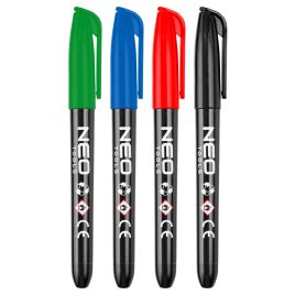   NEO TOOLS set de 4 markere, rezistente la apă, cu vopsea pe bază de ulei, de agitat înainte de utilizare, colorate, cu vârf normal 13-857