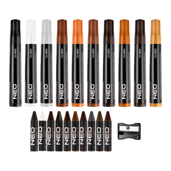 Set de reparații pentru mobilă cu filtru și cretă NEO TOOLS, 21 bucăți 13-880