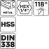 GRAPHITE Burghiu melc, HSS DIN 338, 4mm, 2 buc/cs 54T987