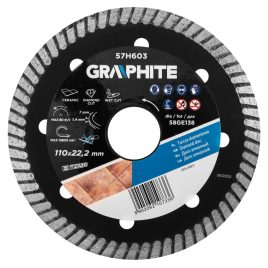   GRAPHITE Disc diamantat de tăiere, 110x22,2 mm, turbo, pentru 58GE138-hoz 57H603
