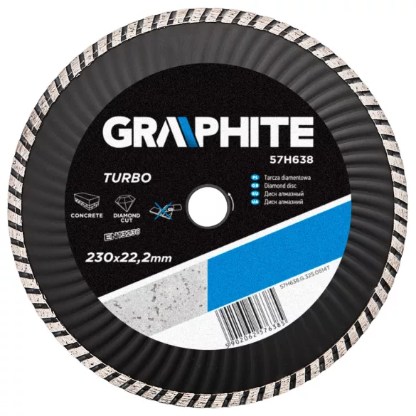 GRAPHITE Disc diamantat de tăiere 230mm TURBO CU RADIATOR 57H638