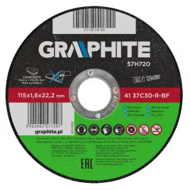 GRAPHITE Disc de tăiere pentru piatră 115x1.6mm 57H720