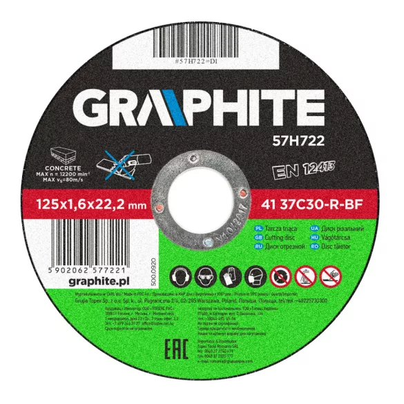 GRAPHITE Disc de tăiere pentru piatră 125x1.6mm 57H722