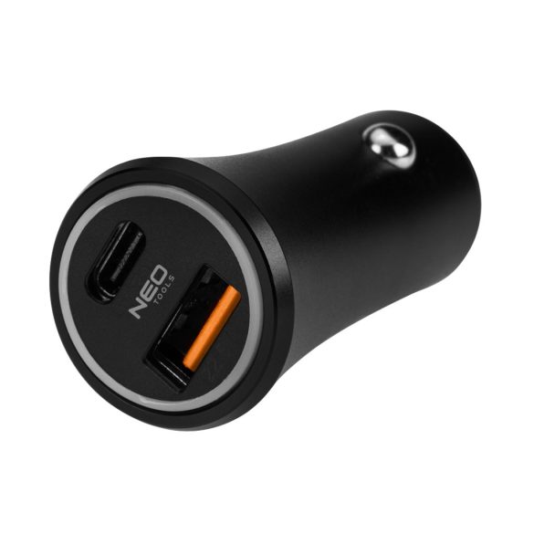 Adaptor USB auto NEO TOOLS, 12-24V, cu conectori USB-A, USB-C GD036