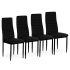 Scaune cu spătar modelat – catifea neagră – set de 4 bucăți
