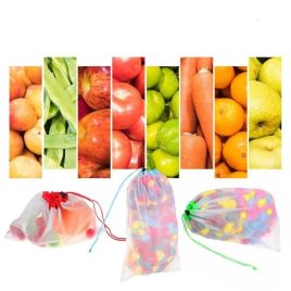 Pungi ecologice reutilizabile din plasă, lavabile