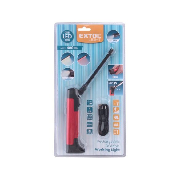 Lampa de lucru LED, reîncărcabilă USB; 400 Lm, acumulator Li-ion