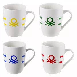 Set 2 căni din porțelan Bennetton, colecția Rainbow (Alb)