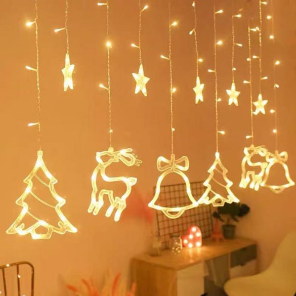 Furtun luminos cu 8 programe, stele și luni, extensibil, 250 cm - alb rece