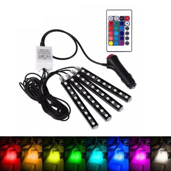 Set de iluminare LED pentru podeaua mașinii, iluminare ambientală, cu telecomandă