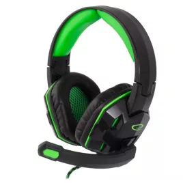 Căști stereo gaming Esperanza Venom cu microfon verde