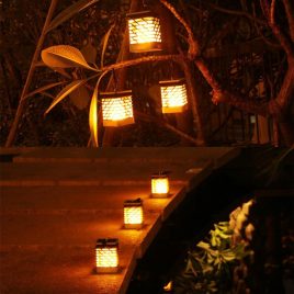   Lampa solară de grădină suspendabilă cu efect de flacără, 75 LED-uri