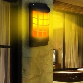 Lampă solară de perete cu efect de flacără, decorativă