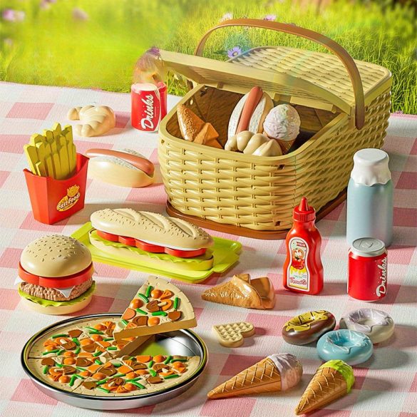 Set de Picnic cu Burger, Pizza și Cartofi Prăjiți pentru Joacă