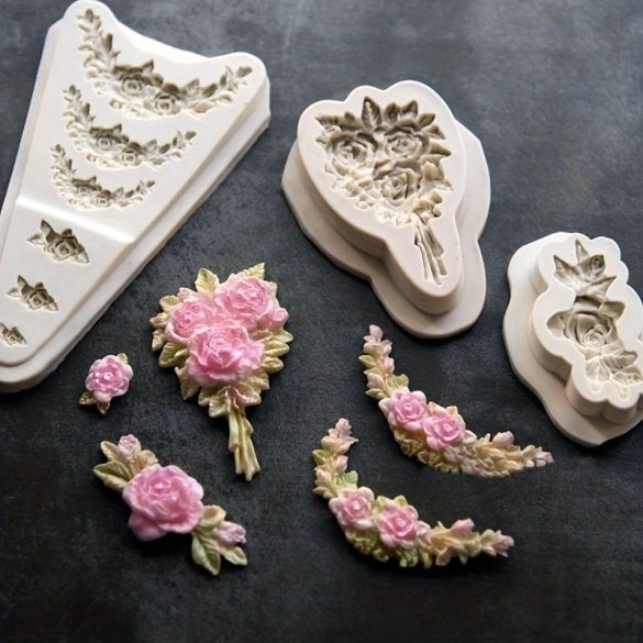 Formă de ciocolată buchet ghirlandă de flori, formă din silicon 3D