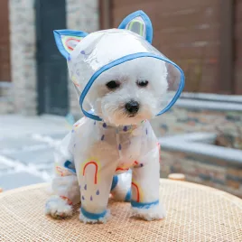   Pelerină de ploaie impermeabilă pentru animale de companie cu model curcubeu