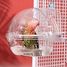   Cadă transparentă din plastic pentru baie de păsări cu prindere cu cârlig