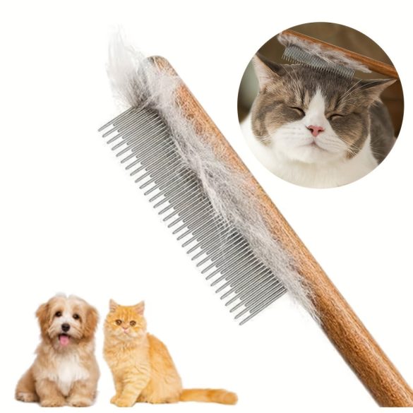 1 perie de îndepărtare a părului de pisică cu mâner din lemn