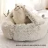 Pat de Pluș Rotund cu Glugă pentru Animale de Companie