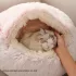 Pat de Pluș Rotund cu Glugă pentru Animale de Companie