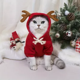   Pulover Drăguț de Crăciun cu Design de Ren pentru Animale de Companie