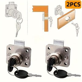2 încuietori metalice pentru sertare cu chei
