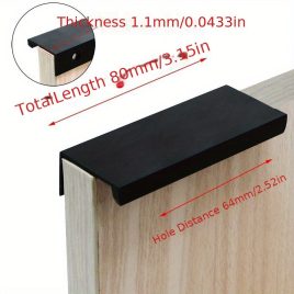   4 Mânere Metalice Ascunse pentru Dulapuri, din Oțel Inoxidabil