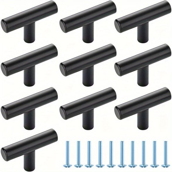 10 Mânere Elegante de Deschidere din Aluminiu Negru pentru Dulapuri