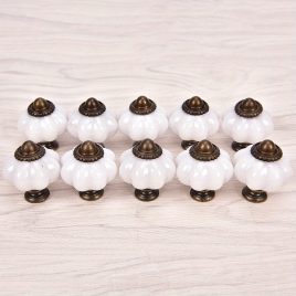   10 mânere de sertar în formă de dovleac cu decorațiuni din alamă antică