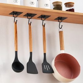   2 cârlige de perete autoadezive puternice pentru depozitarea ustensilelor de bucătărie